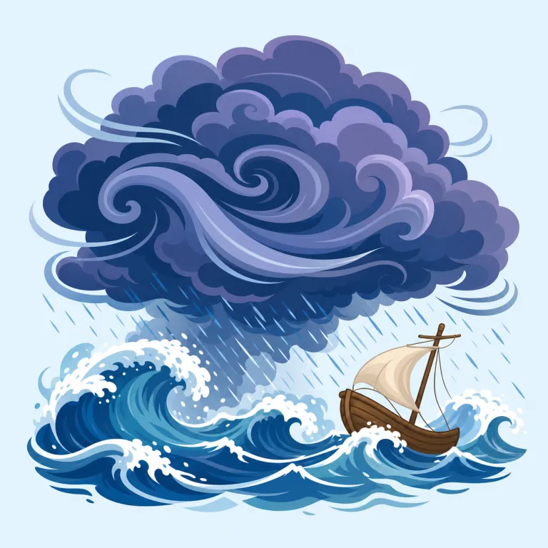 tempestuous（激しい・形容詞）の覚え方イラスト — まず核は tempest「嵐」