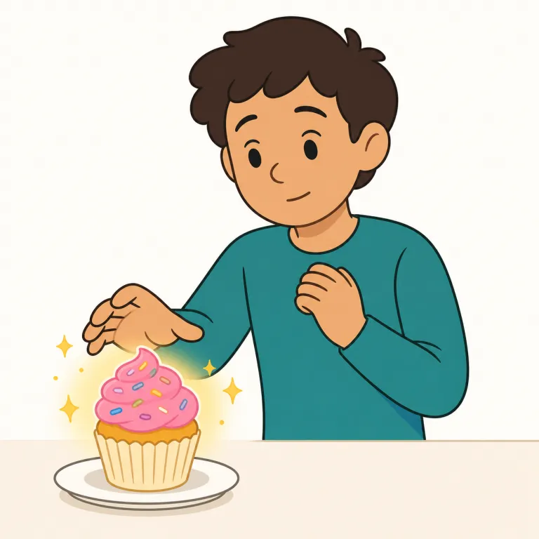 tempt（誘惑する・動詞）の覚え方イラスト — この「誘惑する」は、単に相手を行動へ誘う基本義よりも、欲望・快楽・禁じられたものに心を引かれて判断が揺れる場面に焦点がある