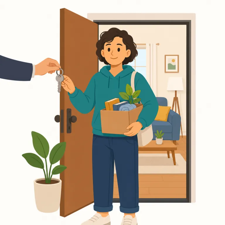 tenant（賃借人、借家人・名詞）の覚え方イラスト — tenant は landlord（大家・家主）とセットで覚えると定着しやすい語です