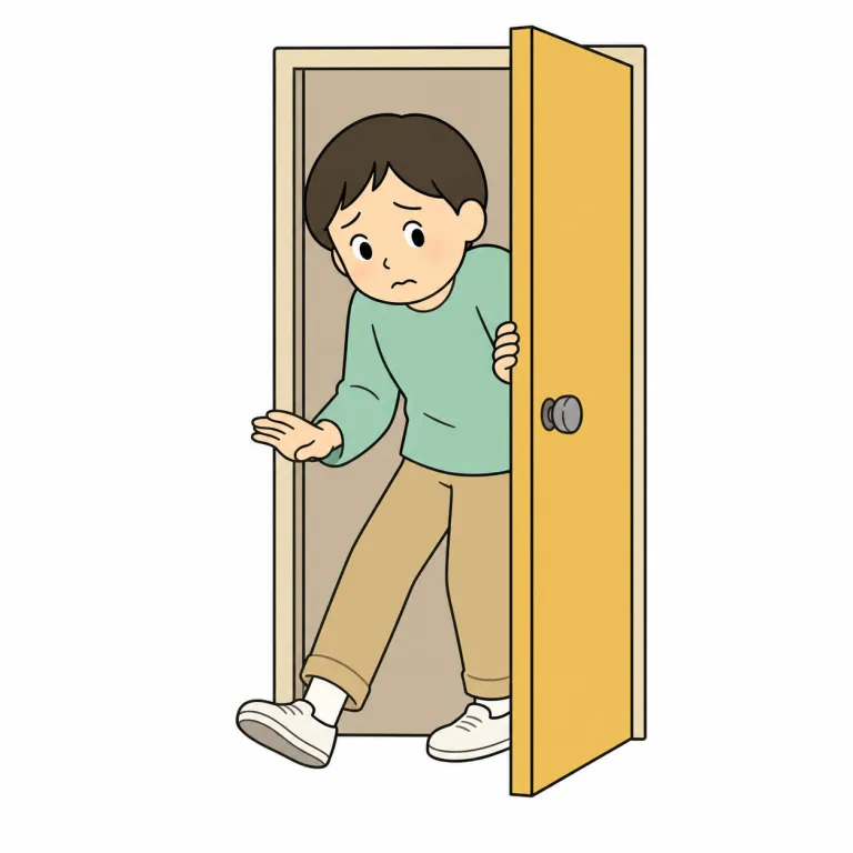 tentatively（おずおずと・adverb）の覚え方イラスト