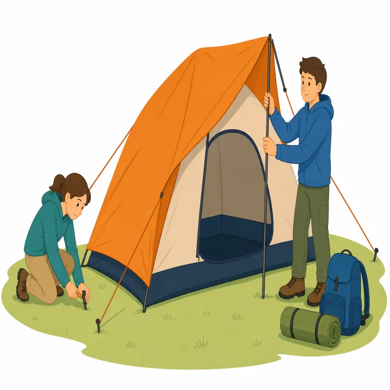 tenting（テント張り・名詞）の覚え方イラスト — tent がそのまま記憶の中心です