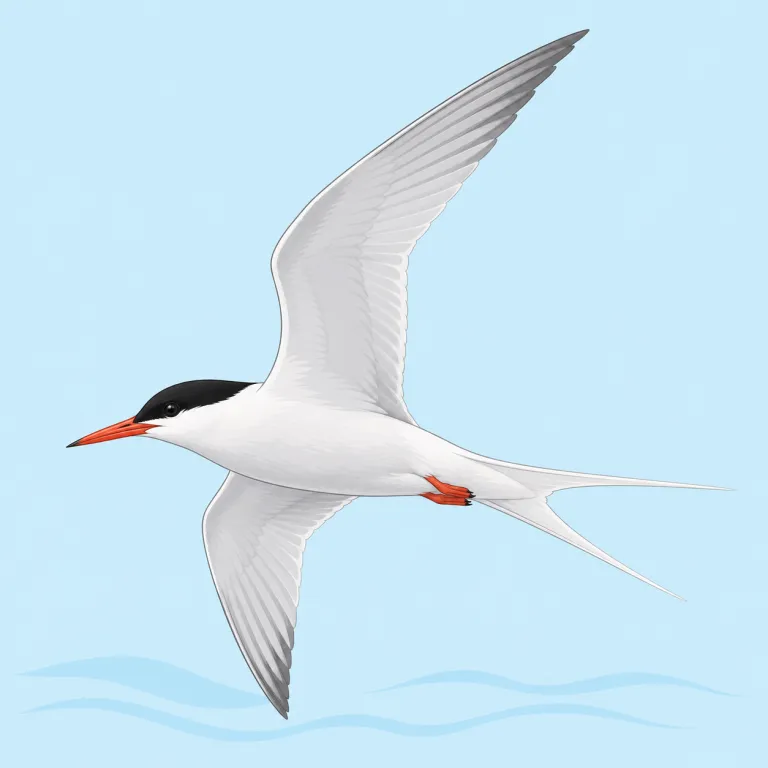tern（アジサシ・名詞）の覚え方イラスト — tern はカモメに似た海鳥だが、より細身で翼が長く、空中から水へ急降下して魚を捕る姿が特徴