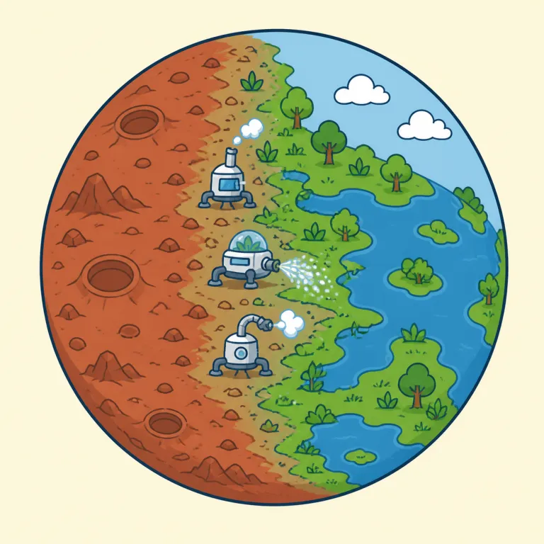 terraforming（惑星地球化・noun）の覚え方イラスト