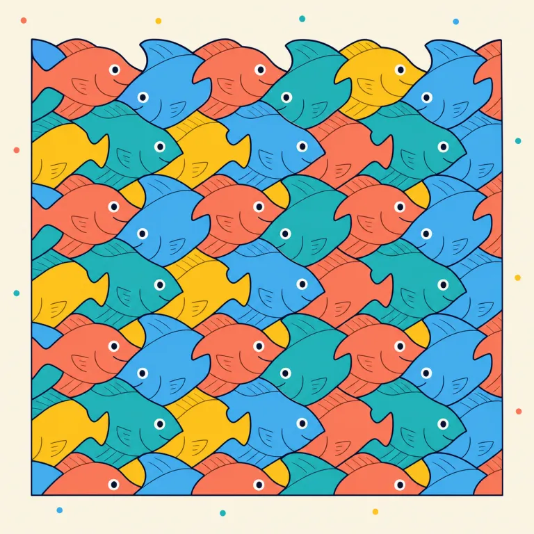 tessellation（テッセレーション・名詞）の覚え方イラスト — まず語尾の -tion で「動作・状態を表す名詞」と見て、tessellation は tessellate の名詞形だと押さえると覚えやすいです