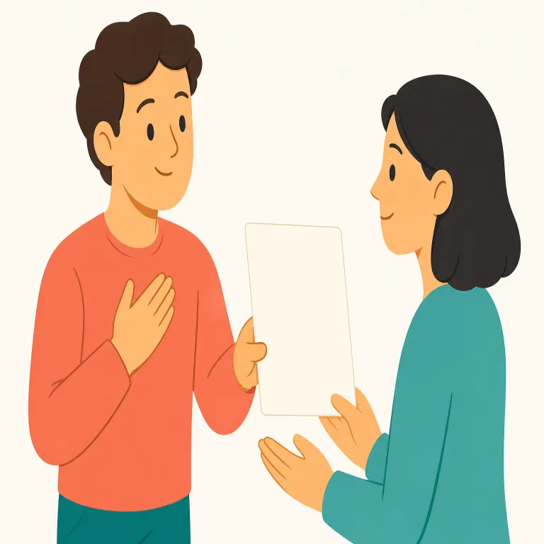 testimonial（推薦文・名詞）の覚え方イラスト — testimony（証言）や testify（証言する）を知っていれば、その形容詞寄りの testimonial は「証言として出されるもの」→「推薦の言葉・推薦文」とつながります