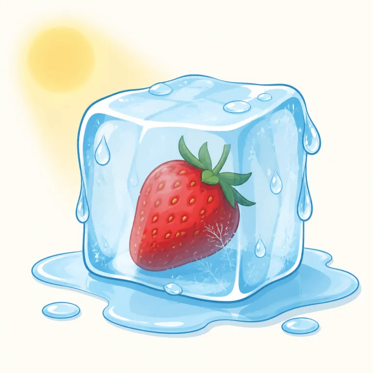 thaw（解ける・動詞）の覚え方イラスト — thaw は「冷たく固まっていたものが、時間と温度でほどける」とイメージします