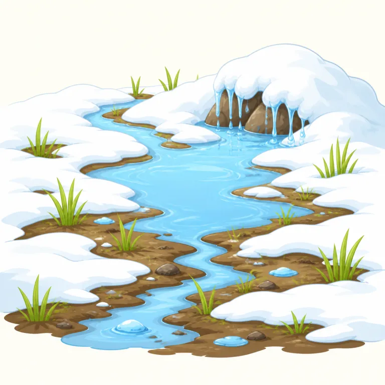 thaw（雪解け・noun）の覚え方イラスト