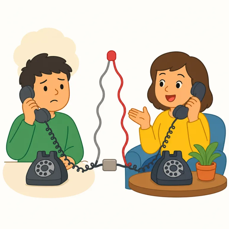 the line is busy（電話は話し中です）の覚え方イラスト — まず busy を「忙しい」だけでなく「ふさがっている」と広げて覚えると、この句は一気に取りやすいです