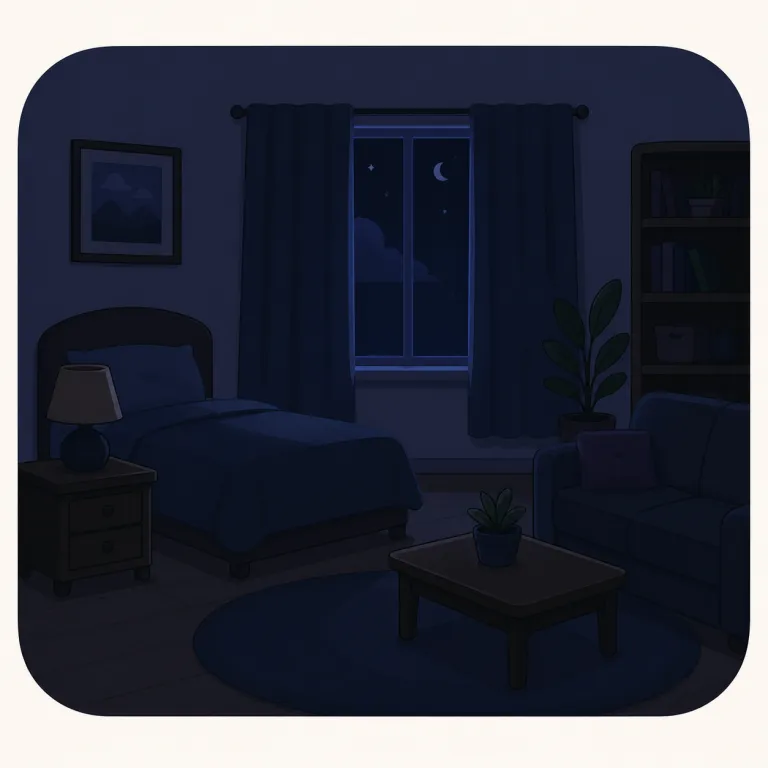 the room is dark（部屋が暗い）の覚え方イラスト — dark はまず「光が足りない」感覚で覚えると残りやすいです