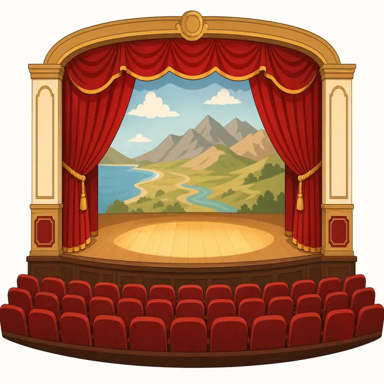 theater（劇場、戦域・名詞）の覚え方イラスト — この項目の theater は、映画館という基本義ではなく、演劇などを上演する「劇場」や、軍事作戦が展開される地域「戦域」を扱います