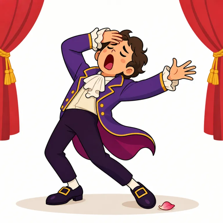 theatrical（芝居がかった、大げさな・adjective）の覚え方イラスト