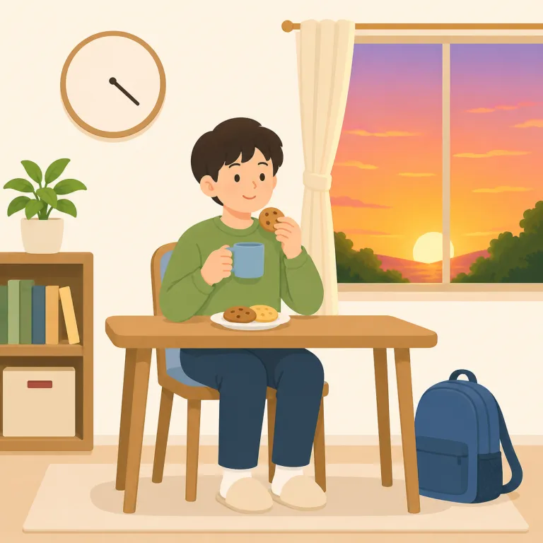 then（そのとき・副詞）の覚え方イラスト — この then は「それから」と順番を進める用法ではなく、すでに話題に出た過去や状況を指して「そのとき」と言う用法です