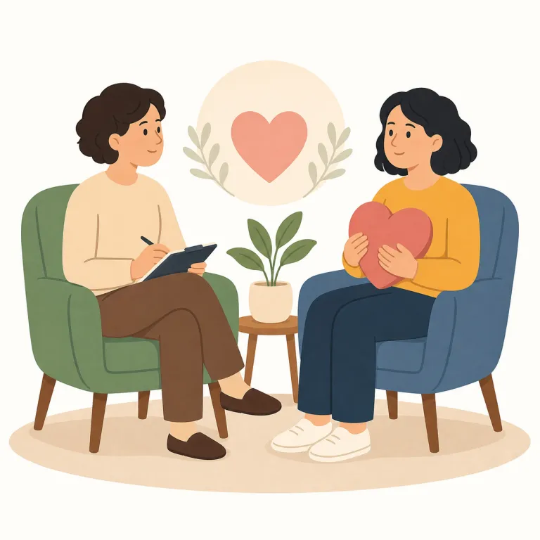therapy（セラピー・名詞）の覚え方イラスト — therapy は「治すための継続的な働きかけ」とまとめると覚えやすい