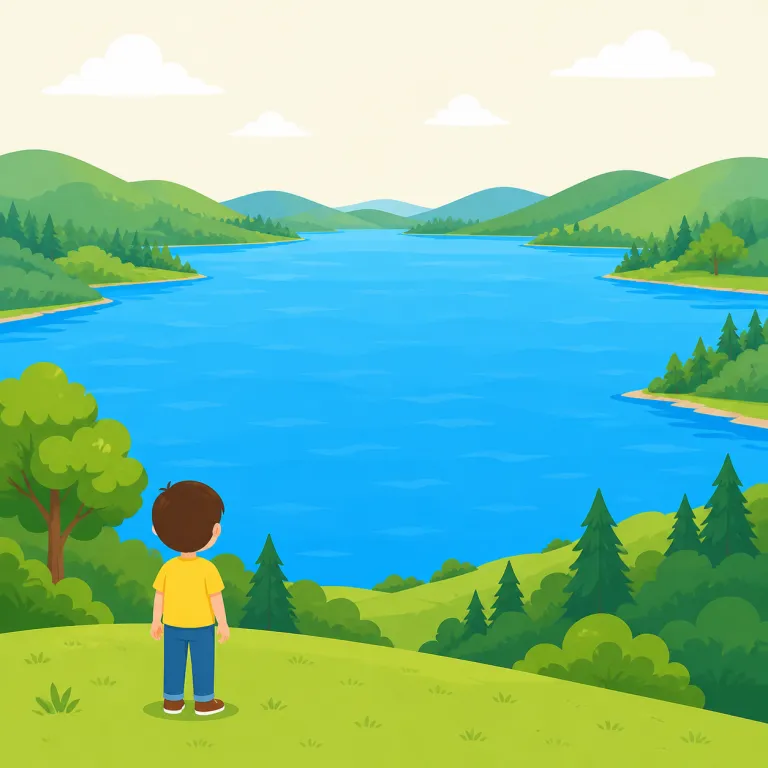 there's a big lake there（大きな湖がある）の覚え方イラスト — There’s ..