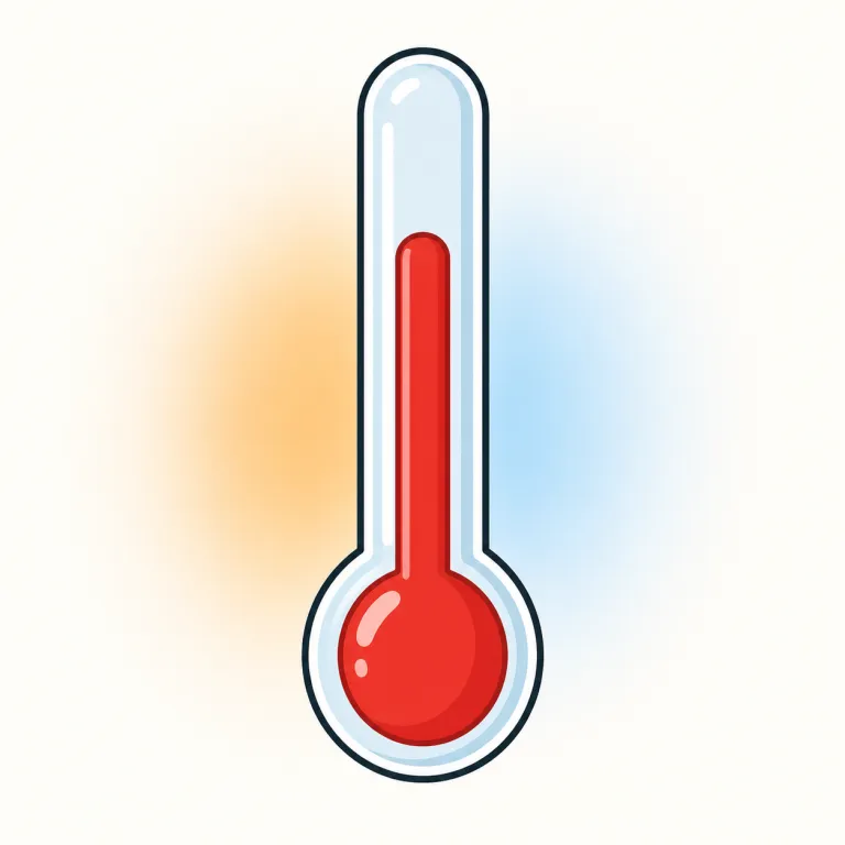 thermometer（温度計・名詞）の覚え方イラスト — この thermometer は体温計の基本義とは別に、室温・外気温・実験中の液体や調理中の材料など、物や環境の温度を測る「温度計」として覚えます