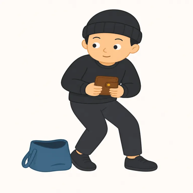 thief（泥棒・名詞）の覚え方イラスト — まず steal「盗む」とセットで覚えると定着しやすいです
