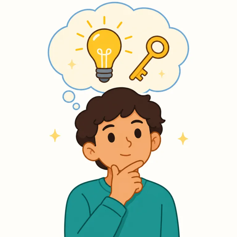 think of（思い出す、思い付く・句動詞）の覚え方イラスト — このエントリは、think of の基本義「～のことを考える」とは別に、何かが頭に浮かぶ rare 義を扱います