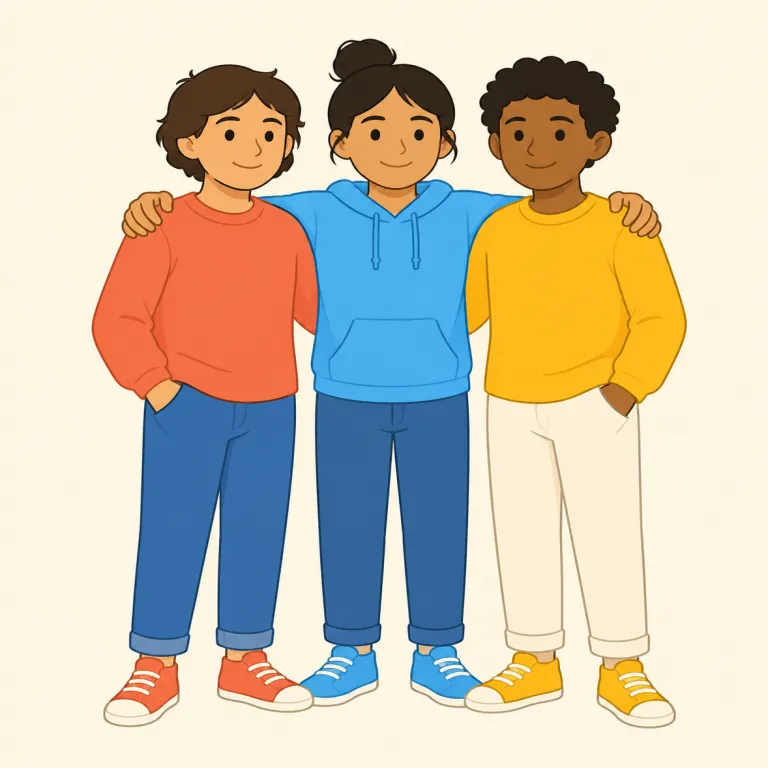 threesome（三人組・名詞）の覚え方イラスト — three が見えたらまず「3」