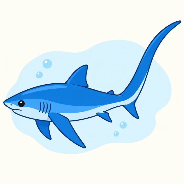 thresher（オナガザメ・noun）の覚え方イラスト