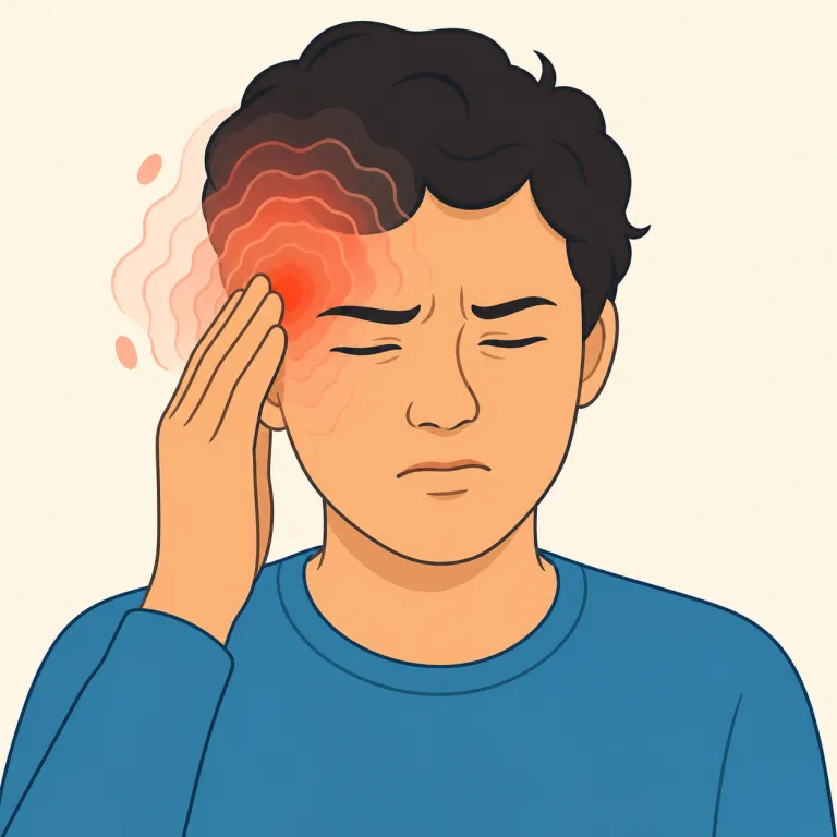 throbbing（ずきずきする・形容詞）の覚え方イラスト — 覚えるときは "throbbing pain" をひとかたまりで押さえると残りやすいです