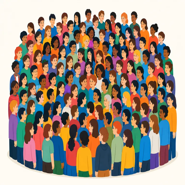 throng（群衆・名詞）の覚え方イラスト — breeding は breed の -ing 名詞形で、動物を人が管理して育てる「飼育」の意味で使えます