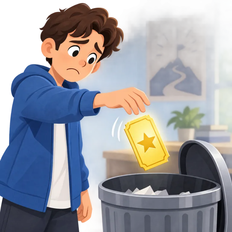throw away（無駄にする・phrasal_verb）の覚え方イラスト