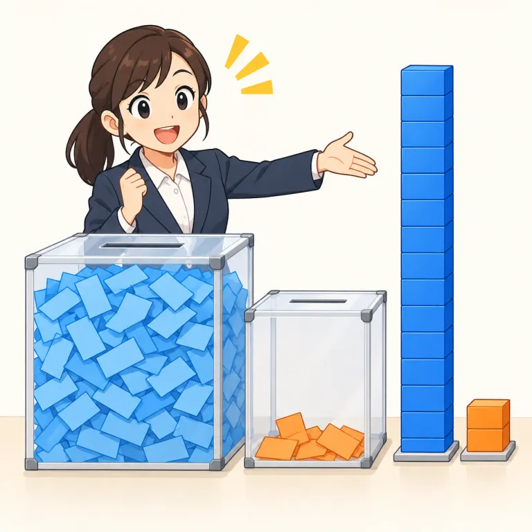 thumping（圧倒的な・adjective）の覚え方イラスト