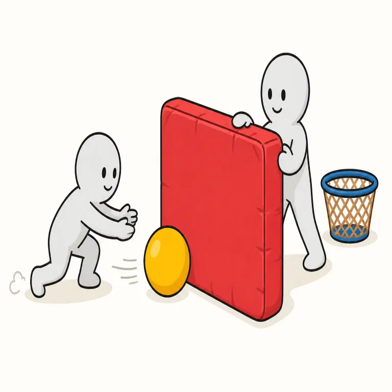 thwart（阻止する・動詞）の覚え方イラスト — thwart は prevent より少し硬く、「相手の計画・試み・攻撃を成功前に止める」と覚えると使いやすい語です