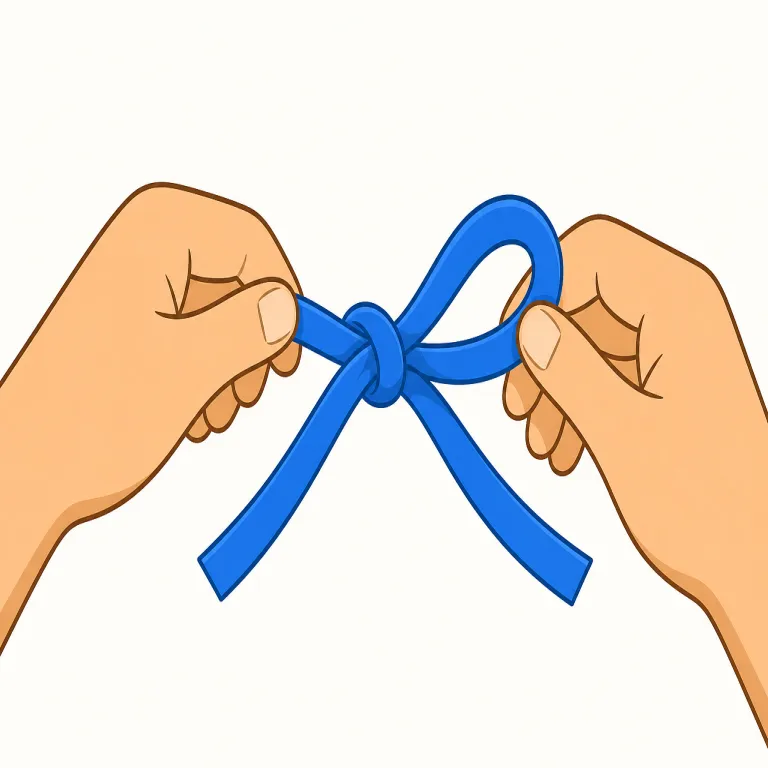 tie（結ぶ・動詞）の覚え方イラスト — tie は「ひもで固定する」場面と一緒に覚えると安定します