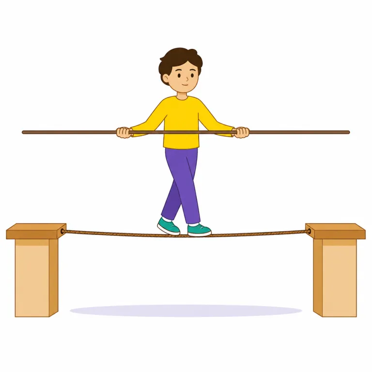tightrope（綱渡り・noun）の覚え方イラスト