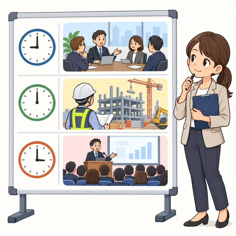 timetable（予定表・noun）の覚え方イラスト