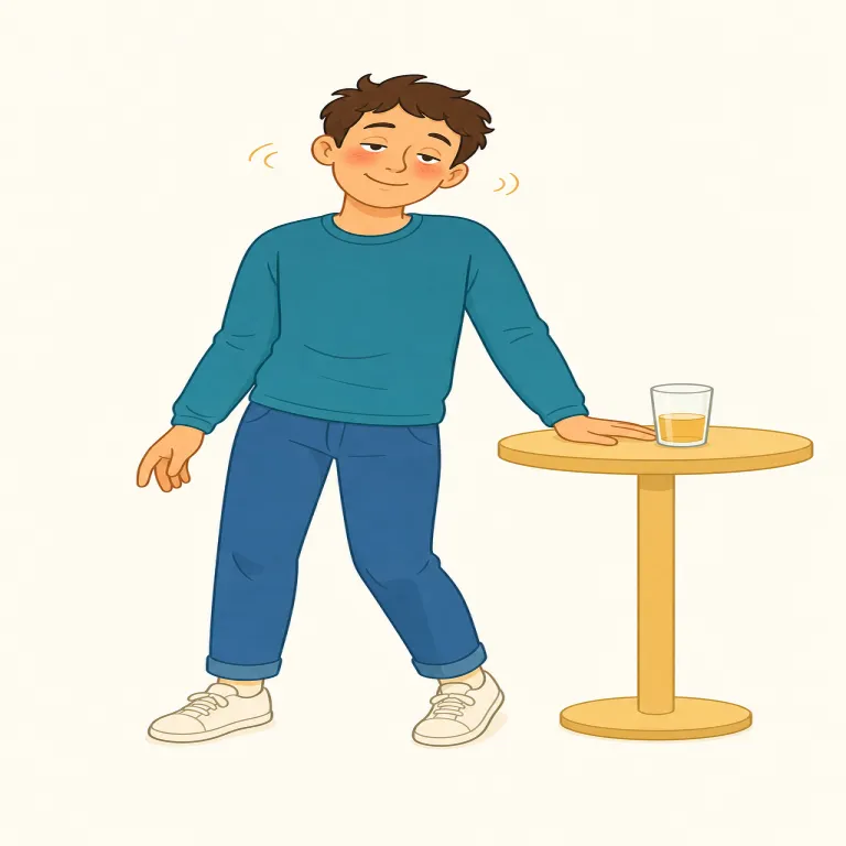 tipsy（ほろ酔い・形容詞）の覚え方イラスト — tipsy は「完全に drunk ではないが、少し酔ってふわっとしている」段階で覚えると残りやすいです