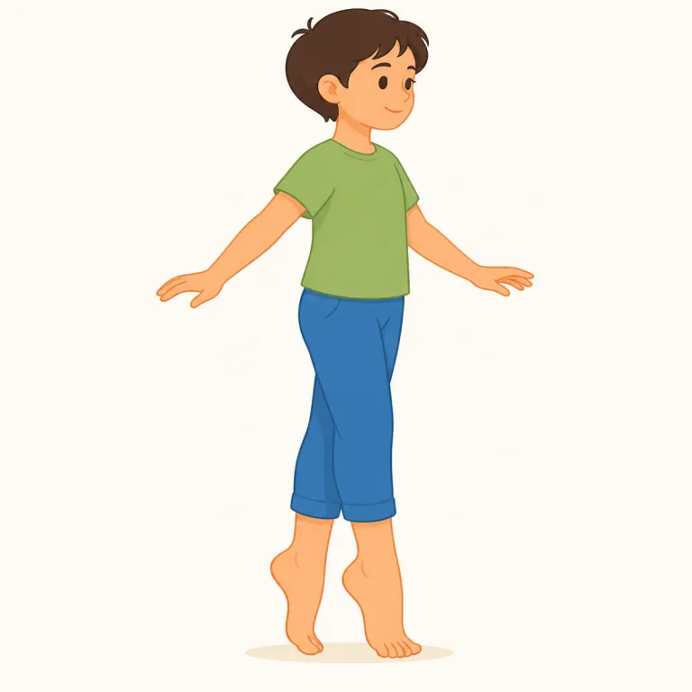 tiptoe（つま先立ち・noun）の覚え方イラスト