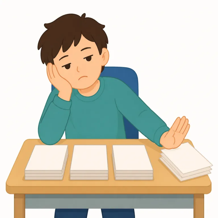 tired（うんざりした、飽きた・形容詞）の覚え方イラスト — 体力が減る tired から、気持ちの余裕や興味が減る方向へ意味が広がった用法です