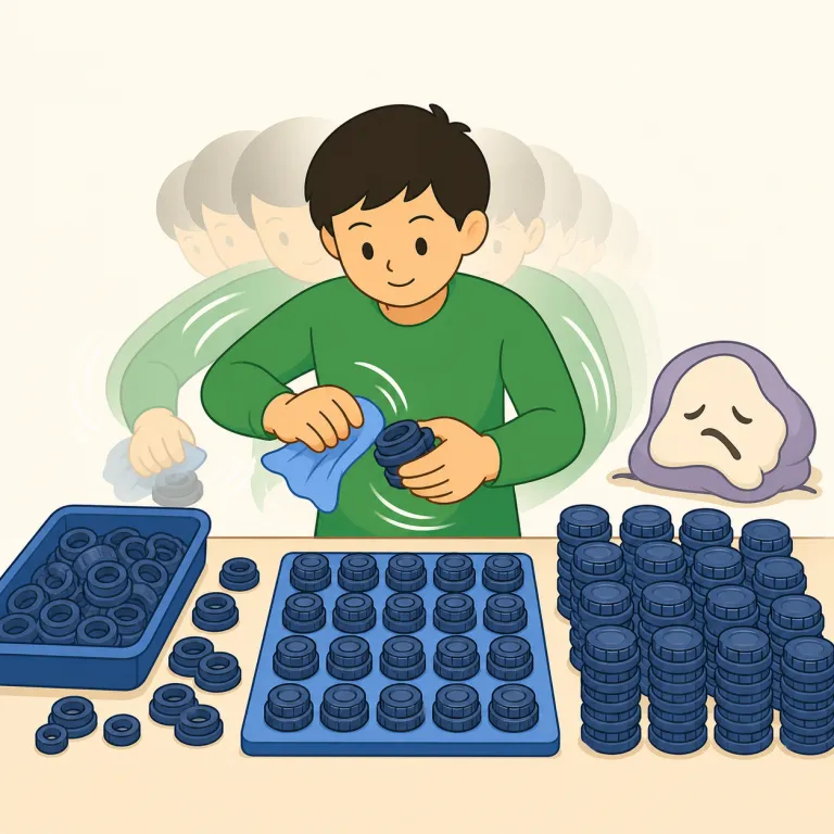 tirelessly（疲れ知らずに・副詞）の覚え方イラスト — tirelessly は tired を思い出すと覚えやすい