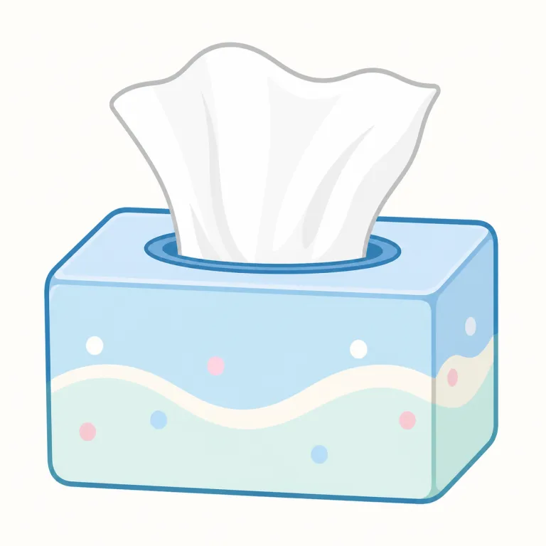 tissue（ティッシュペーパー・名詞）の覚え方イラスト — この tissue は「ティッシュペーパー」を指す用法です