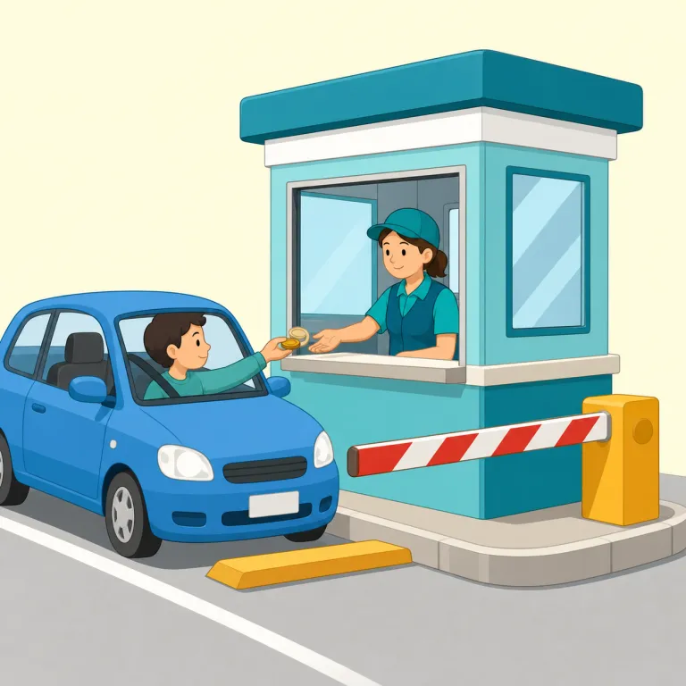 tollbooth（料金所・名詞）の覚え方イラスト — toll + booth で覚えるのが最短です