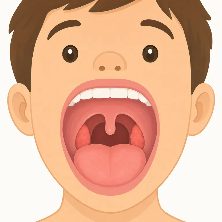 tonsil（扁桃腺・名詞）の覚え方イラスト — まず tonsillitis（扁桃炎）を知っていると定着しやすい語です
