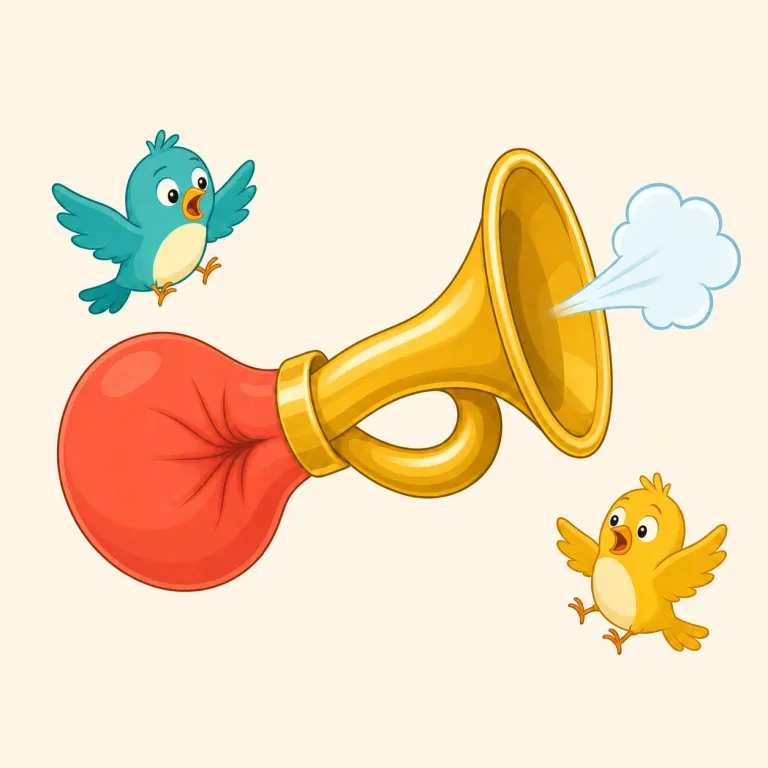 toot（プッという音、短い警笛音・名詞）の覚え方イラスト — toot は短い「プッ、ピーッ」という音をまねた語
