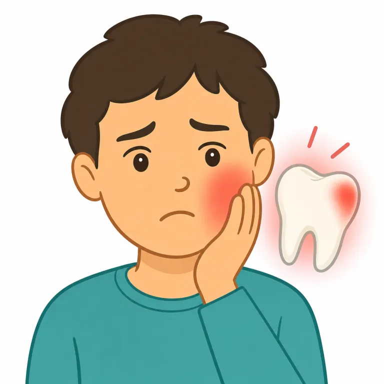 toothache（歯痛・名詞）の覚え方イラスト — `tooth + ache` の形をそのまま覚えるのが最短です