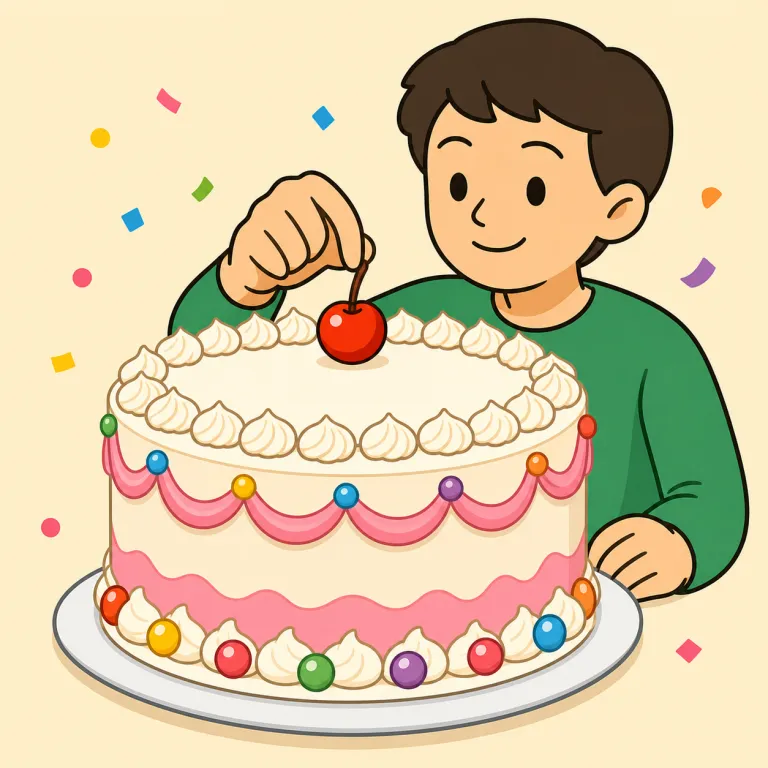 top off（締めくくる・phrasal_verb）の覚え方イラスト
