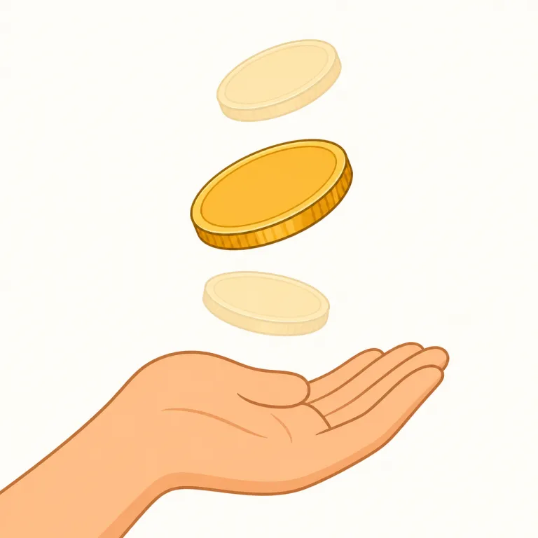 toss（コイン投げ・noun）の覚え方イラスト