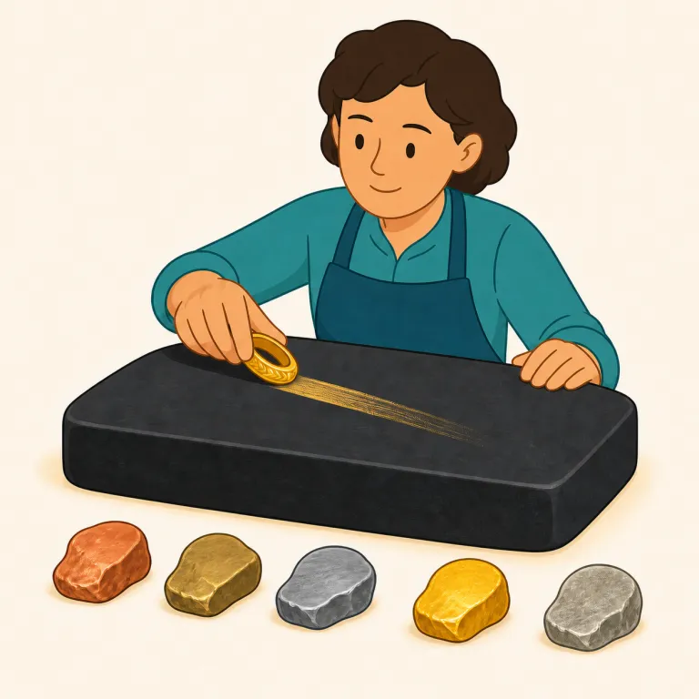 touchstone（試金石・名詞）の覚え方イラスト — touchstone は touch と stone から、まず「触れて確かめる石」という具体的な絵を頭に置くと覚えやすいです