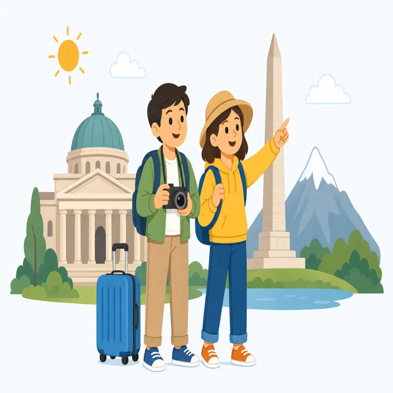 tourism（観光・名詞）の覚え方イラスト — tour を知っていれば中心は「各地を回ること」