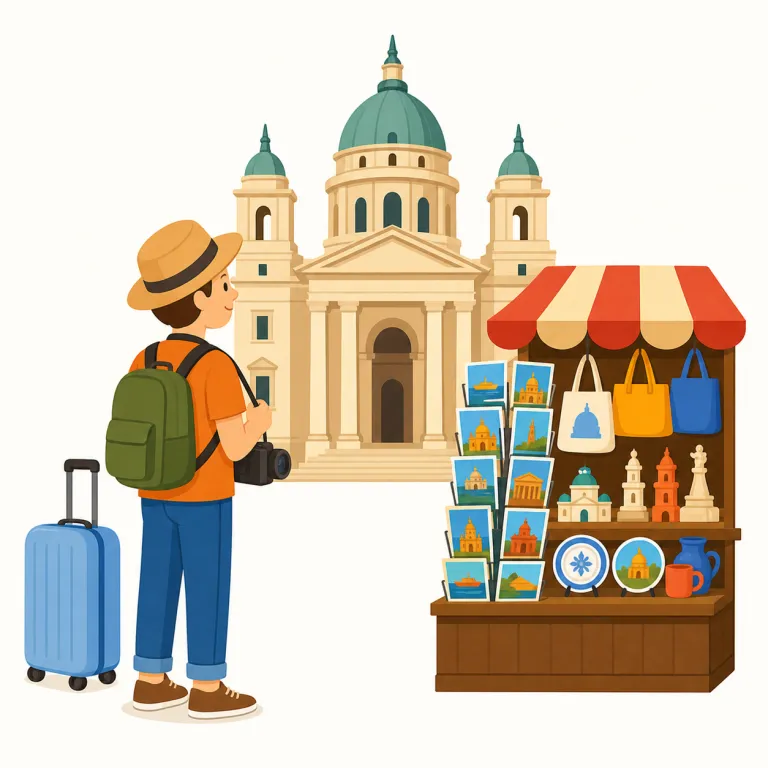 touristic（観光の・形容詞）の覚え方イラスト — touristic は tour「巡る旅」から来た tourist「観光客」に -ic「〜の」が付いた形容詞です