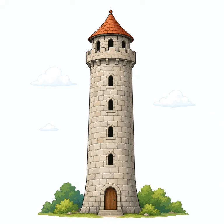 tower（塔・名詞）の覚え方イラスト — この tower は建築や施設の名称でよく見る語として押さえると整理しやすい