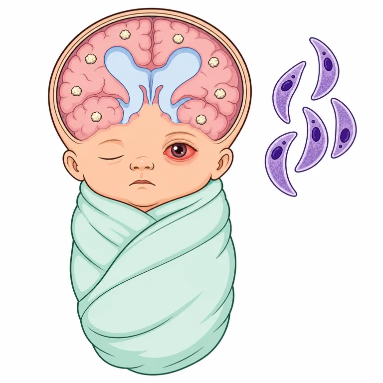 toxoplasmosis（トキソプラズマ症・noun）の覚え方イラスト