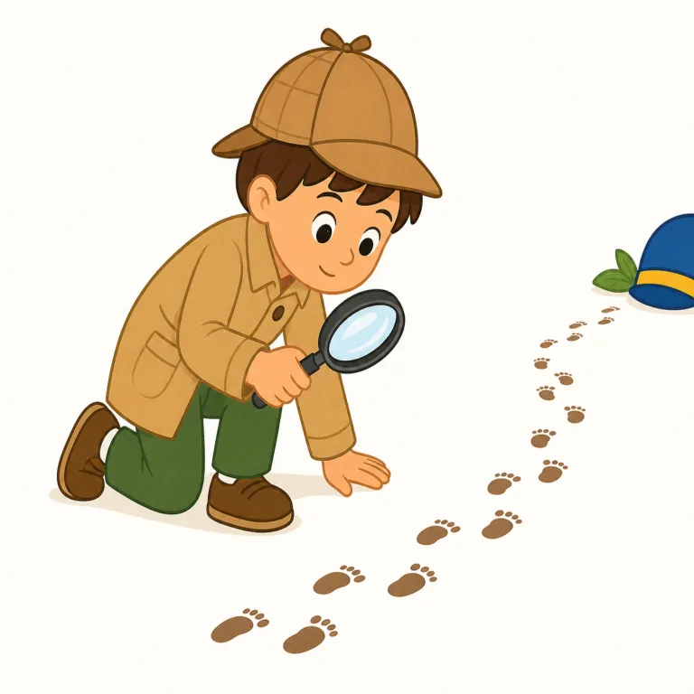 trace（追跡する・動詞）の覚え方イラスト — trace は「線や跡をたどる」と覚えると意味がまとまりやすい語です