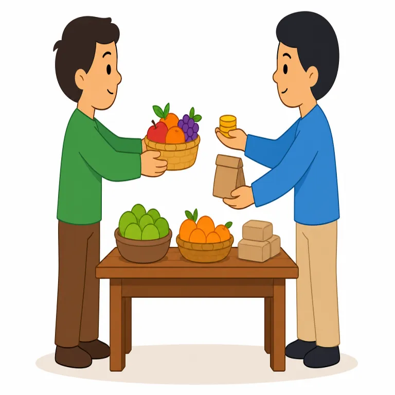 trading（取引・名詞）の覚え方イラスト — このエントリの trading は、特に株式・為替・暗号資産などを売ったり買ったりする「取引」として覚えるとよいです