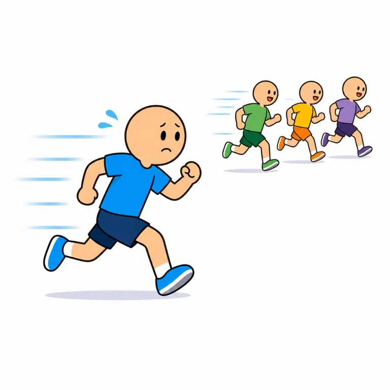 trail（後れを取る・verb）の覚え方イラスト